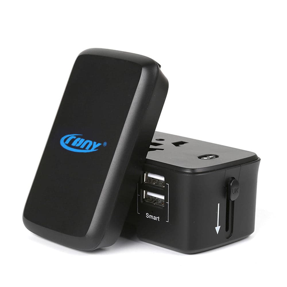 شاحن سفر عالمي مع باور بانك 4000mAh أسود CRONY Travel Charge With Power Bank
