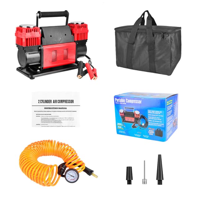 CRONY Two Cylinder Air Compressor 12V /60mm For Car /Bike Tires with Air Pump barometer