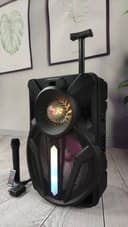 مكبرات صوت مع مايك محمول أسود كروني Crony Black Portable Microphone With Party Speaker