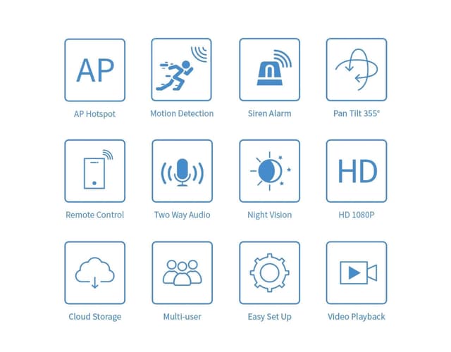 كاميرا المراقبة المنزلية الذكية 1080px أبيض WiFi Home Smart Camera - CRONY