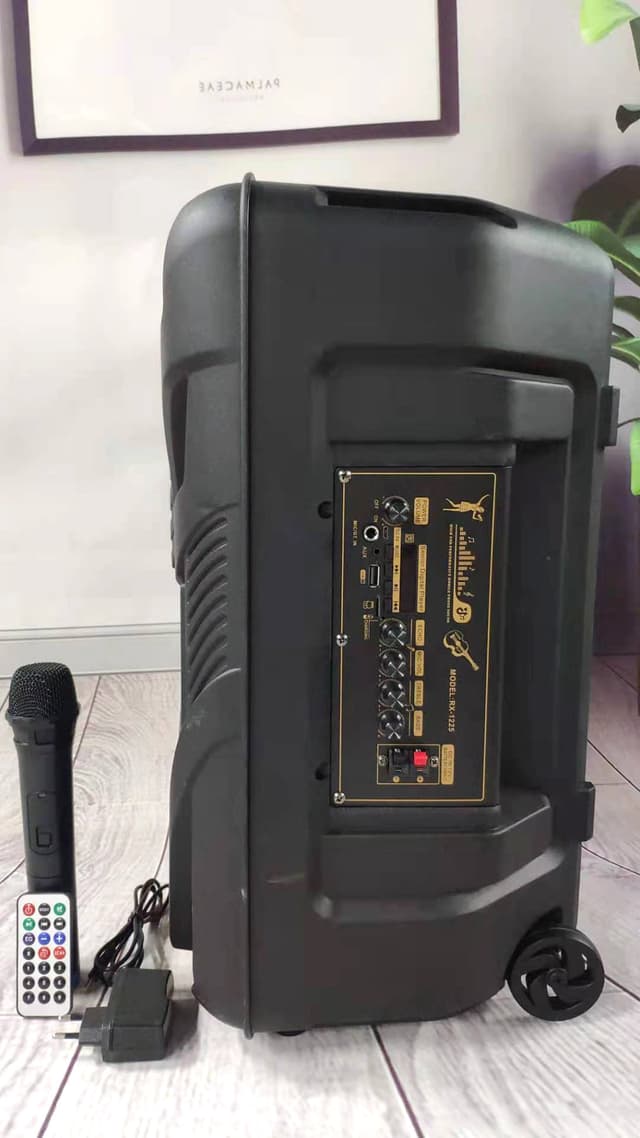 مكبرات صوت مع مايك محمول أسود كروني Crony Black Portable Microphone With Party Speaker