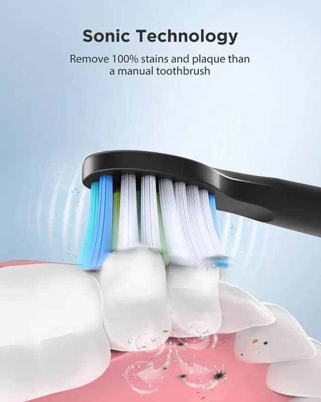 Fairywill E11 Sonic Electric Toothbrush with 8 Bursh Heads Travel Case