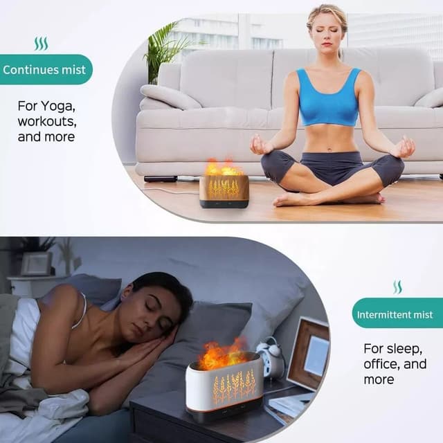 مرطب ومعطر للهواء 3D Warm Flame Led Mist Air Humidifier Essential Oil Diffuser مع ريموت كنترول