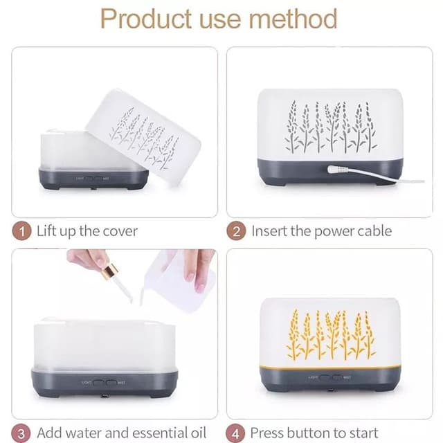 مرطب ومعطر للهواء 3D Warm Flame Led Mist Air Humidifier Essential Oil Diffuser مع ريموت كنترول