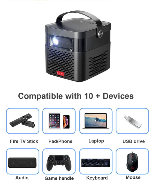 CRONY K5 upright Projector with BT speaker 3D Smart DLP Projector 800 ANSI Lumens 1080P Portable Outdoor DLP 4k Projector