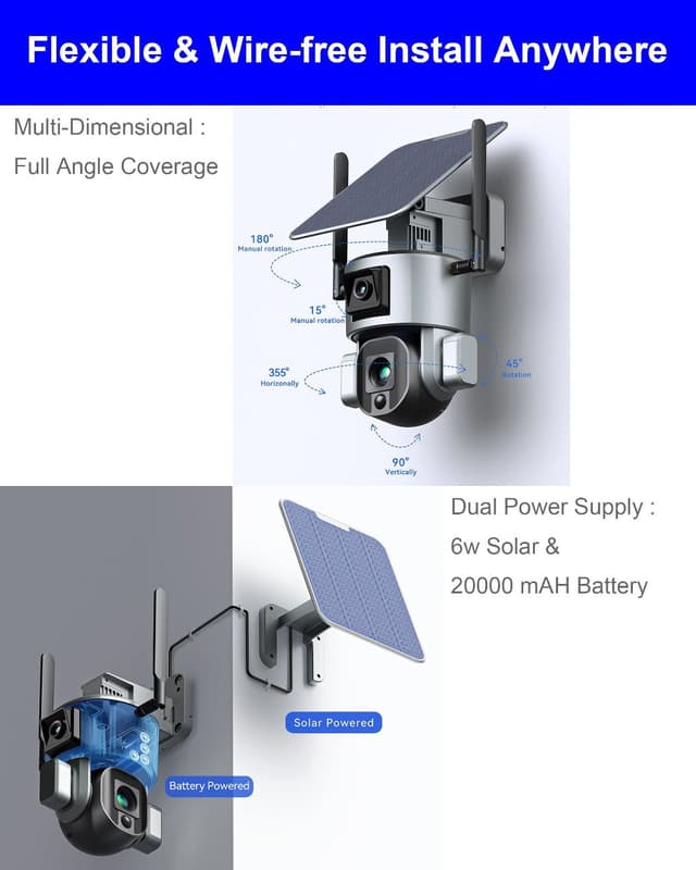 كاميرا المراقبة الخارجية بالطاقة الشمسية بعدستين Dual Linkage 4G Solar PTZ Smart Camera