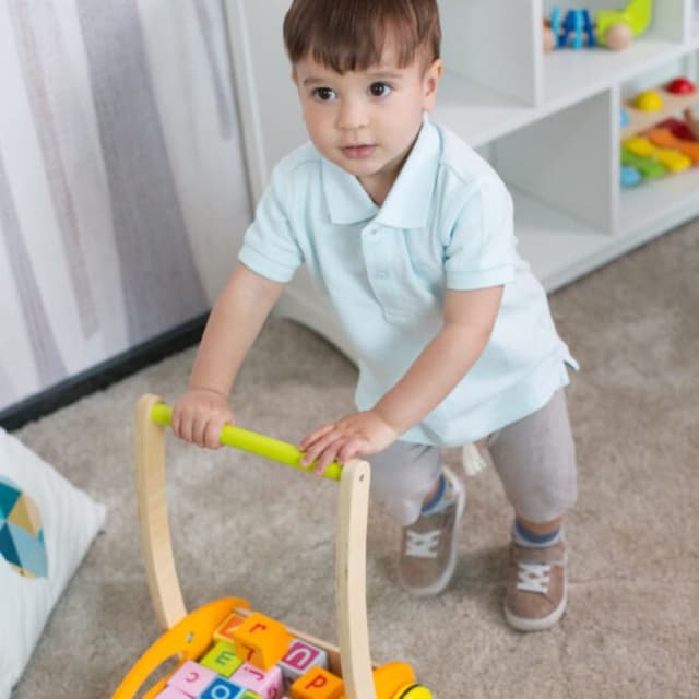 مشاية اطفال مع مكعبات كلاسيك وورلد خشب classic world baby walker with blocks