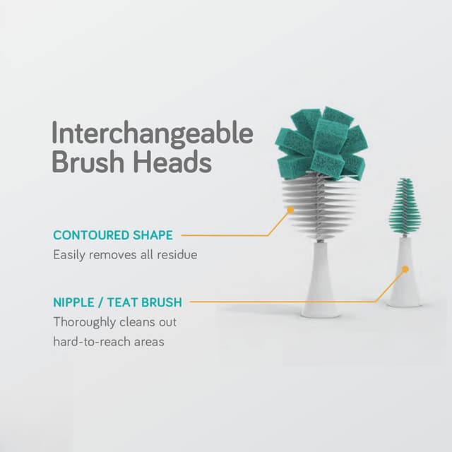 فرشاة تنظيف رضاعات كهربائية مع منظف حلمات نانو بيبي Nanobebe Flexy Brush Heads Teal