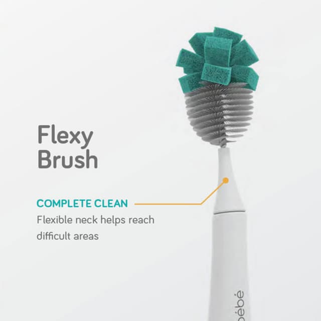 فرشاة تنظيف رضاعات كهربائية مع منظف حلمات نانو بيبي Nanobebe Flexy Brush Heads Teal