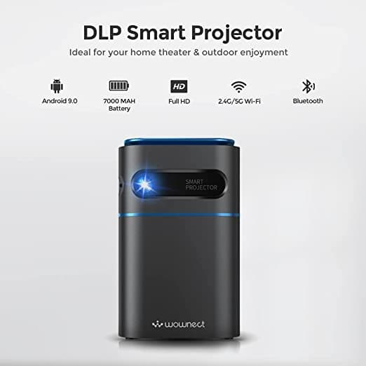 بروجكتر صغير محمول بالبطارية مناسب للمعلمين Wownect Mini DLP Support 1080P Portable Projector سعة 7000 مللي أمبير