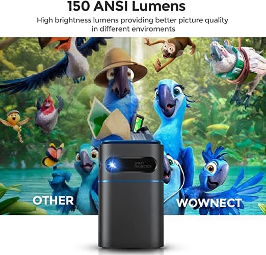 بروجكتر صغير محمول بالبطارية مناسب للمعلمين Wownect Mini DLP Support 1080P Portable Projector سعة 7000 مللي أمبير