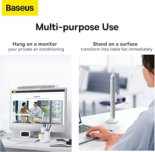 مروحة صغيرة للمكتب Baseus Refreshing Monitor Clip-On & Stand-Up Desk Fan