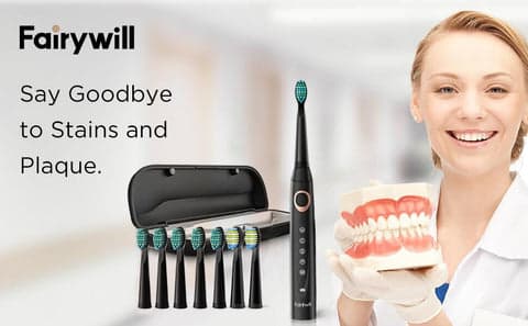 Fairywill Electric Toothbrush D8 Sonic Oral with 8 heads Case