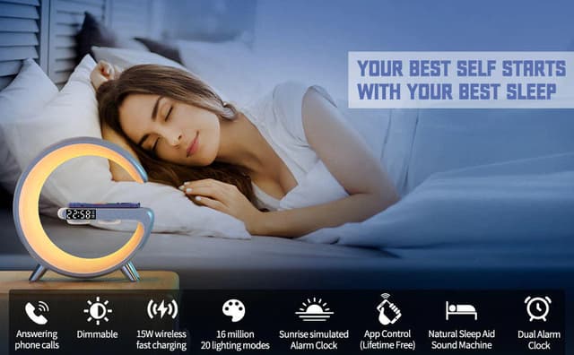 N69 Multifunction Alarm clock BT 5.0 Speakers LED Night lamp