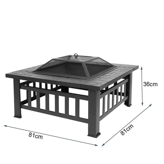 Generic Outdoor Garden Square Fire Pit with Cover
