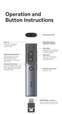 Baseus Orange Dot Wireless Presenter (Red Laser) Grey