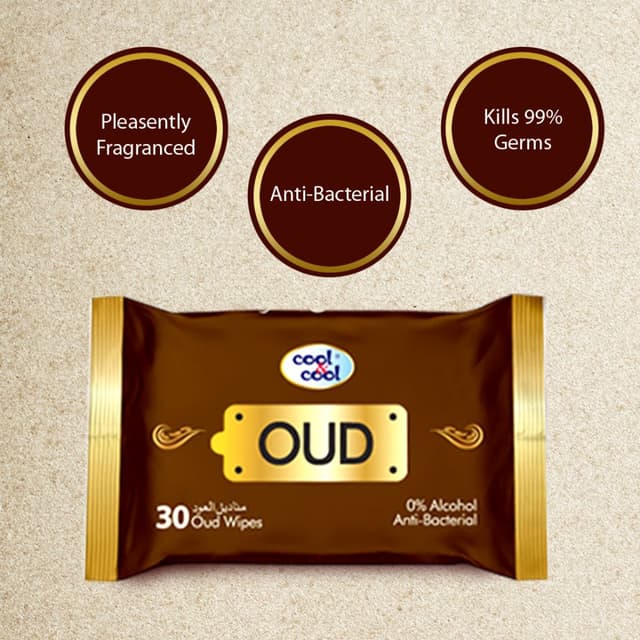 مناديل مبللة معطرة برائحة العود 30منديل كول اند كول Cool & Cool Oud Wipes