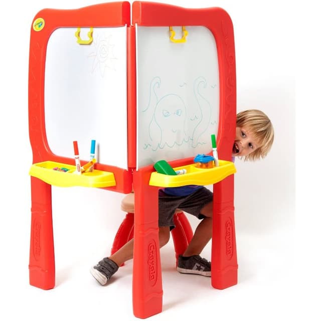 لعبة لوحة الرسم المزدوجة سوبر دوبر من كرايولا للأطفال مع كرسي  Crayola Super Duper Art Studio