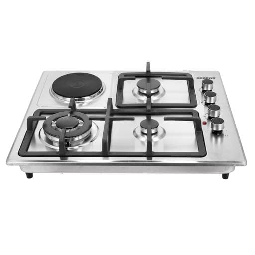 Geepas Stainless Steel Built-in Gas 3 Burners & 1 Hot Plate Electric Hot Plate Hob