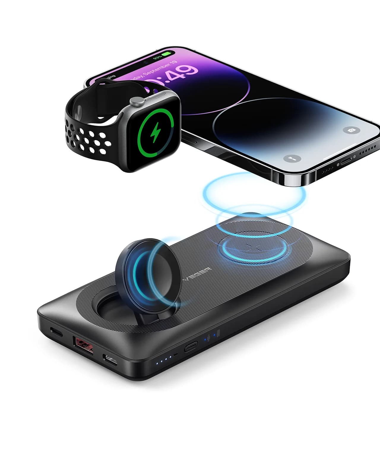 شاحن متنقل باوربانك ماج سيف 3 في 1 فيجر Veger MagMulti Wireless Power Bank سعة 10000 مللي أمبير