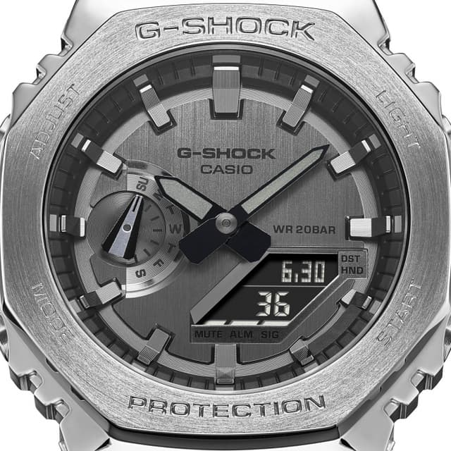 ساعة كاسيو جي شوك ميتال كولكشن أنالوج و رقمي رجالي فضي Casio G-SHOCK Metal Collection  Watch GM-2100B-: 