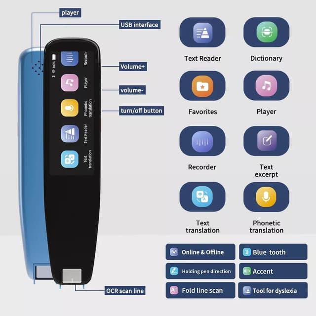 قلم جهاز الترجمة الفورية وقراءة ذكي 112 لغة Newyes Scan Reader Pen Voice Translator Device