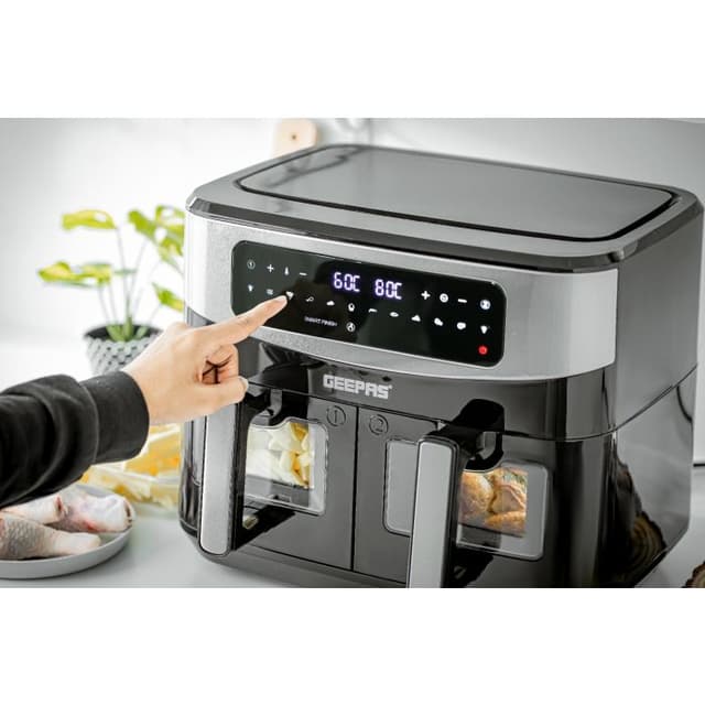 قلاية هوائية مزدوجة جيباس 9 لتر Geepas 9L Dual Basket Digital Air Fryer