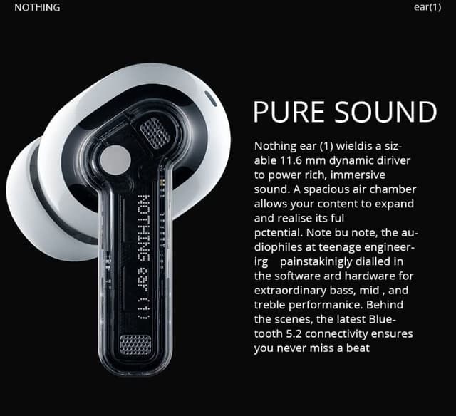 سماعة اذن بلوتوث نوثينق Nothing Ear (1) True Wireless Noise Cancelling earbuds