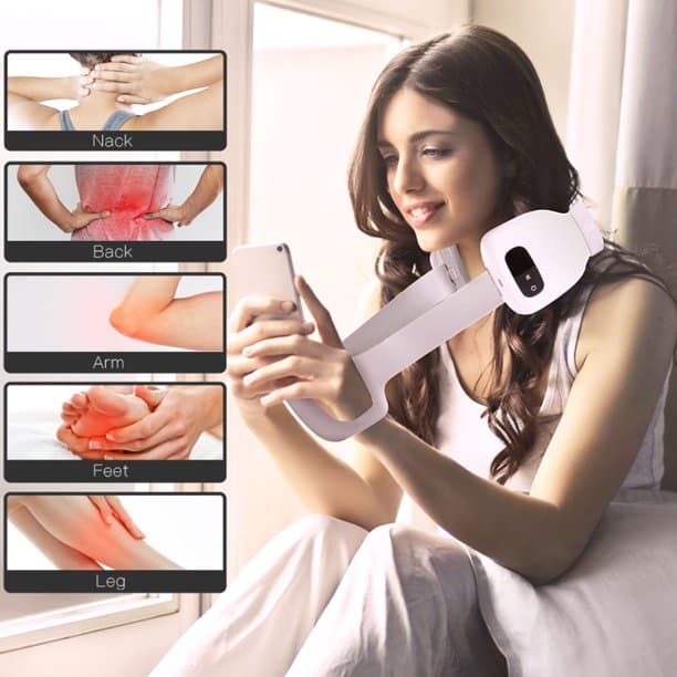 جهاز مساج للرقبة والكتف مع خاصية التسخين 2200 مللي أمبير Portable Rechargeable Neck and Shoulder Massager With Heat