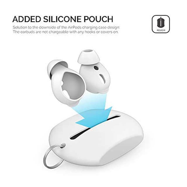 غطاء سماعات أذن ايربودز اهاستايل مقاس كبير عدد 3 أبيض AhaStyle Silicone Cover for Airpods
