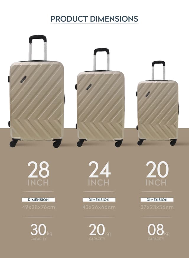طقم شنط سفر 20/24/28 انش صلبة بارا جوهن 3 قطع سكري PARA JOHN Hard side ABS Luggage Trolley Set
