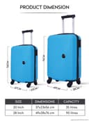 Para John 2-Pieces Hardside Travel Trolley Luggage Set Blue 20/28