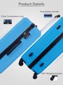 Para John 2-Pieces Hardside Travel Trolley Luggage Set Blue 20/28