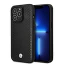 كفر جوال ايفون 14 برو ماكس جلد ماج سيف أسود بي ام دبليو BMW Magsafe Signature Collection Genuine Leather Case For iPhone 14 Pro Max