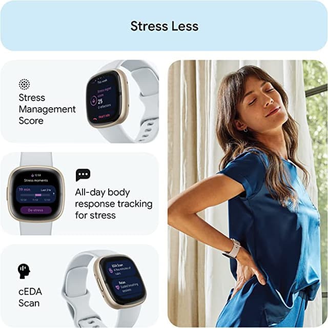 ساعة يد الكترونية ذكية فيت بيت سينس 2 أبيض Fitbit Sense 2 Fitness Wristband