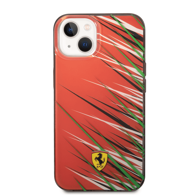 Ferrari PC/TPU Case With Double Layer Grass Print For iPhone 14 - Red [ FEHCP14SYPER ]