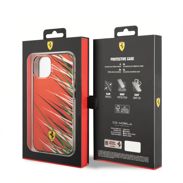Ferrari PC/TPU Case With Double Layer Grass Print For iPhone 14 - Red [ FEHCP14SYPER ]