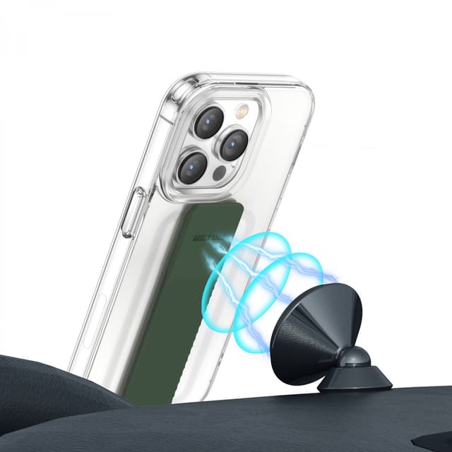 كفر ايفون 14 مع شريط مطاطي أزرق غرين Green London Slim Hybrid Case with Elastic Grip Band for iPhone 14 Blue