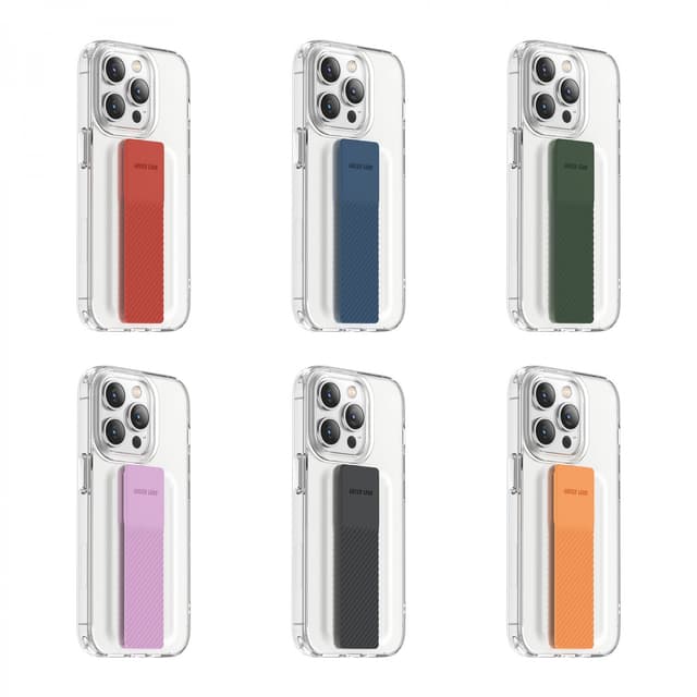 كفر ايفون 14 مع شريط مطاطي أزرق غرين Green London Slim Hybrid Case with Elastic Grip Band for iPhone 14 Blue