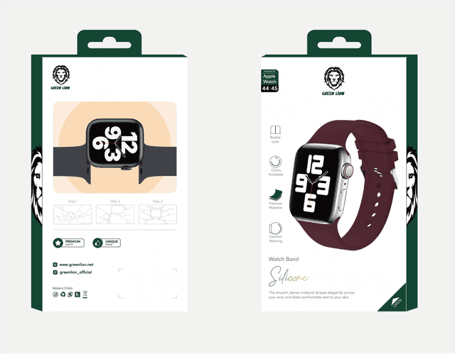 حزام ساعة ابل قياس 42/44/45 ملم سيليكون أحمر جرين Green Silicone Band with Buckle Watch Strap for Apple Watch 42/44/45MM Wine Red