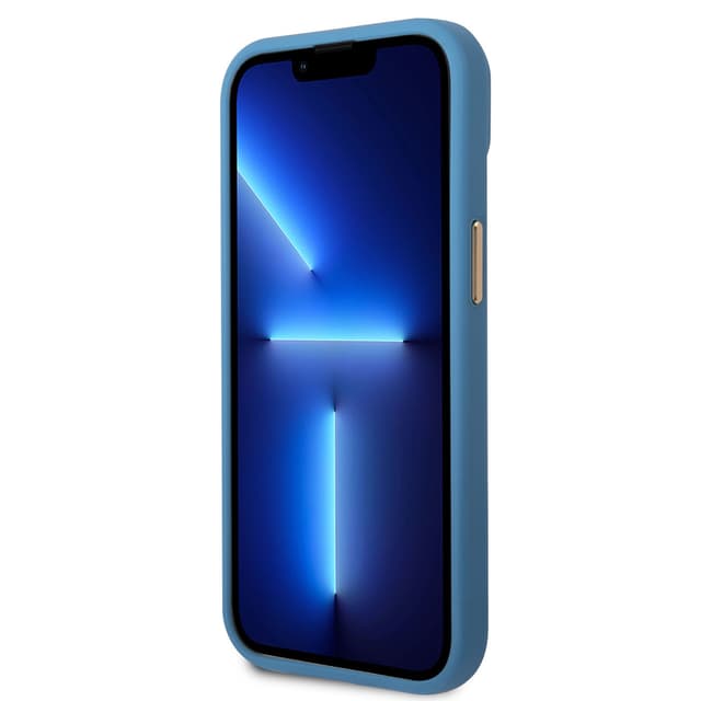 Guess PC/TPU 4G PU Case With Metal Camera Outline & Buttons For iPhone 14 Plus - Blue [ GUHCP14MHG4SHB ]