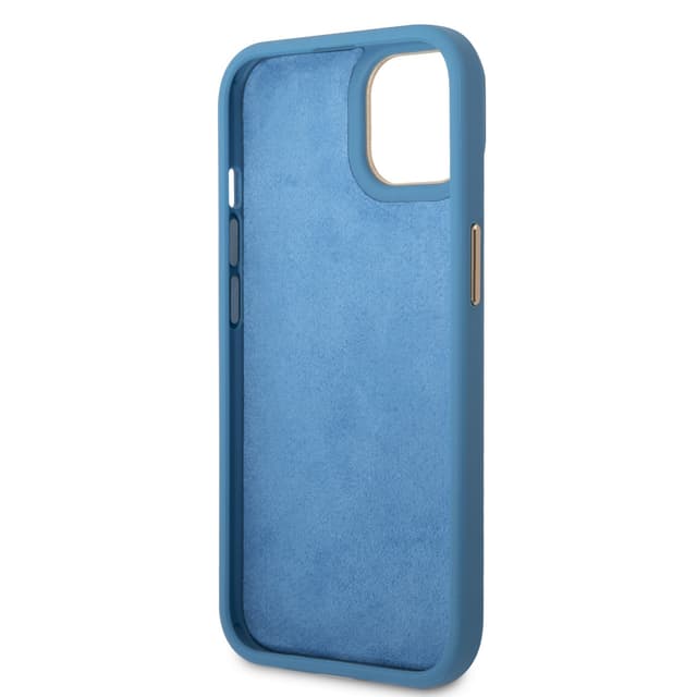 Guess PC/TPU 4G PU Case With Metal Camera Outline & Buttons For iPhone 14 Plus - Blue [ GUHCP14MHG4SHB ]