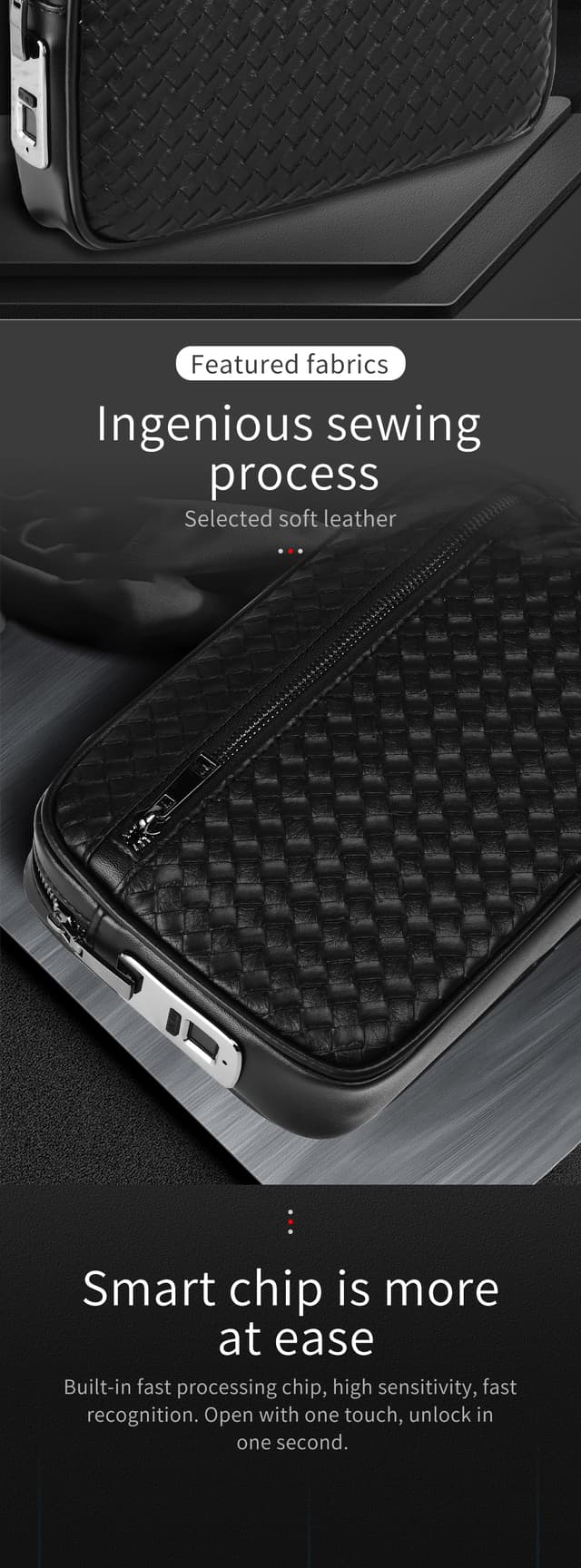 Leather Fingerprint Bag for Men