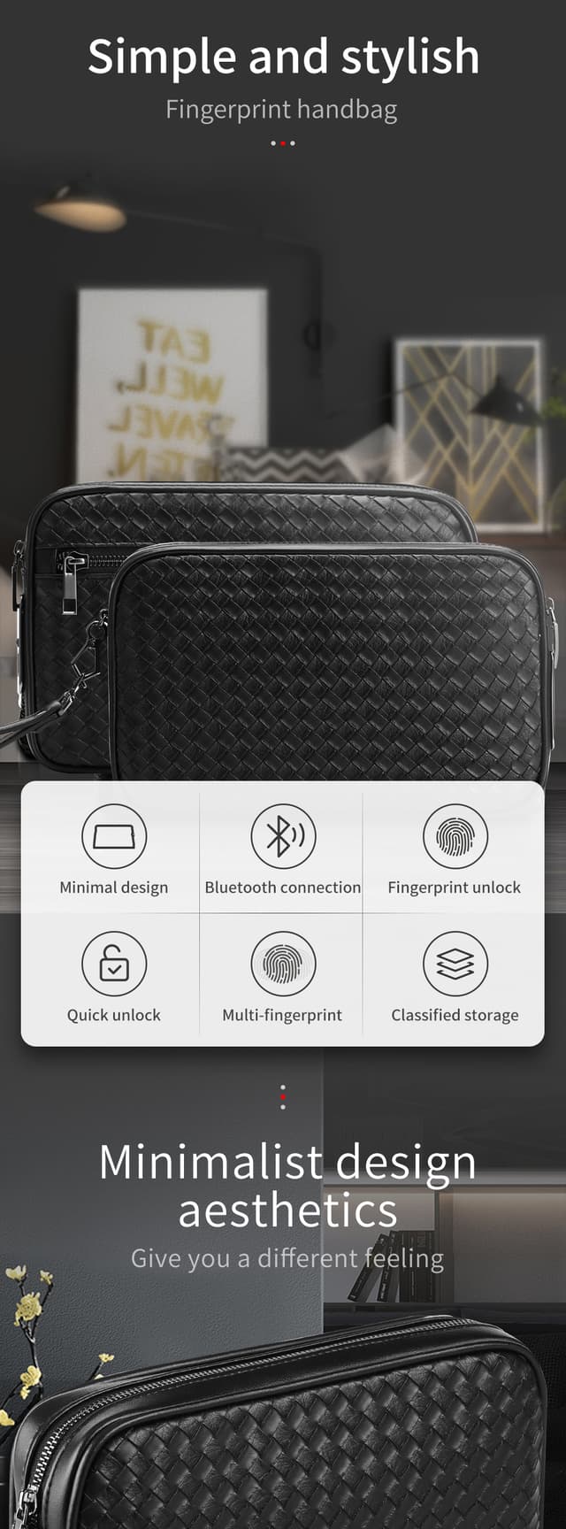 Leather Fingerprint Bag for Men