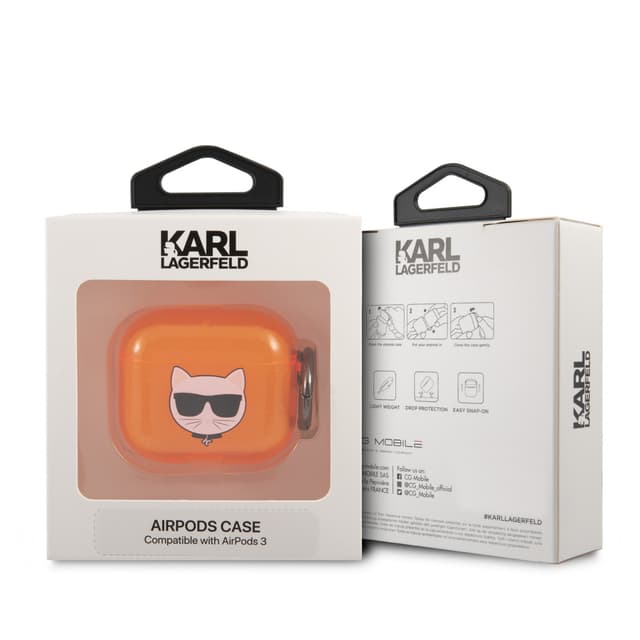 Karl Lagerfeld TPU Choupette Fluo Case for Apple Airpods 3 - Orange [ KLA3UCHFO ]