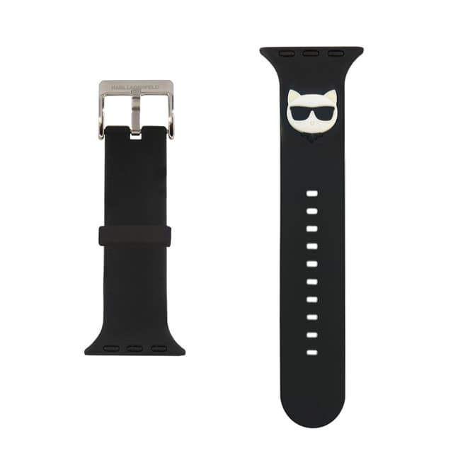 Karl Lagerfeld Strap Silicone Choupette Head Logo For Apple Watch 42/44MM - Black [ KLAWLSLCK ]