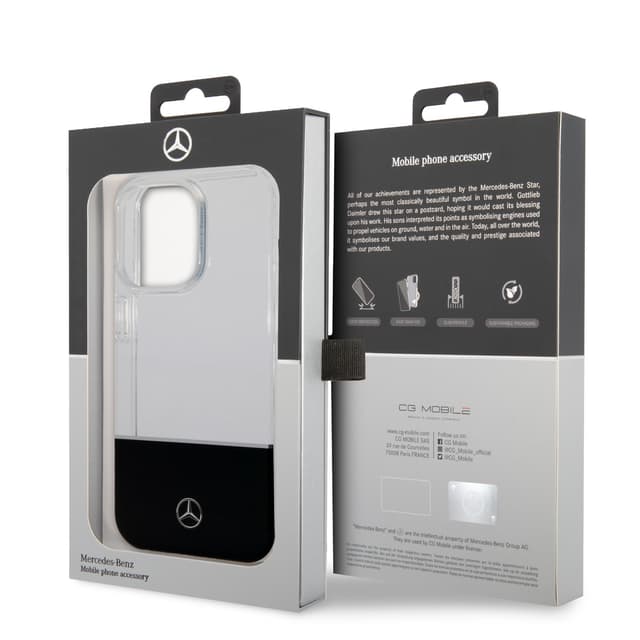 جراب ايفون 14 برو شفاف بشعار نجمة من مرسيدس بنز Mercedes-Benz Aluminium Case With Star Pattern For iPhone 14 Pro - Transparent