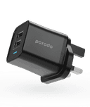 Porodo Dual USB Wall Charger 2.4A UK - Black (New) [ PD-FWCH011-BK ]