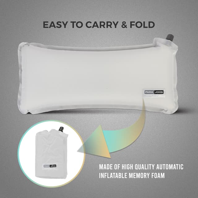 Para John Inflatable Neck Pillow - Ergonomic Automatic Inflatable Lightweight Travel Pillow - Portable Neck Support Cushion For Camping, Hiking, Office Nap, Home, Car, Travel Airplane, Train And Bus