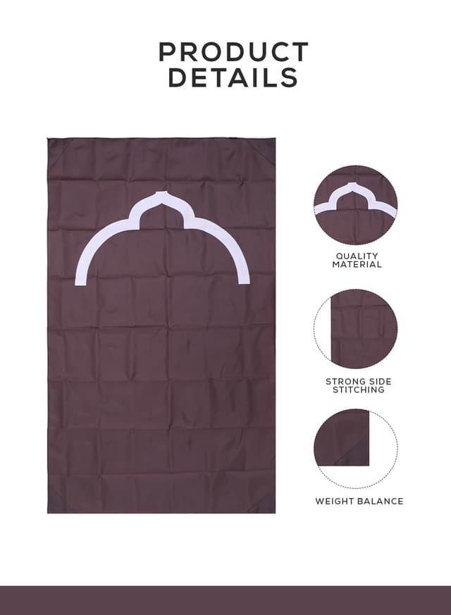 Noor-1 Portable Steady Pocket Prayer Mat Musalla For Islamic Prayer Travel Friendly Prayer Rug With Carry Pouch And Qibla Finder